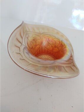 DUGAN GLASS USA Marigold Carnival Glass Bowl hat-shaped whimsey 6" x 5" x 3"